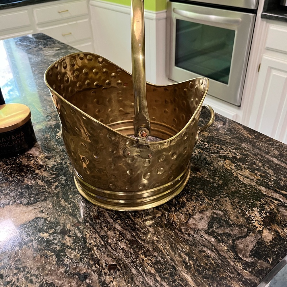 Vintage 1960’s Hammered Brass Scuttle Bucket - Made in England